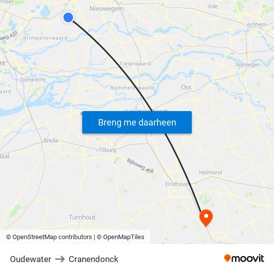 Oudewater to Cranendonck map