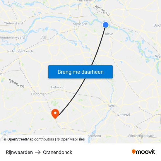 Rijnwaarden to Cranendonck map