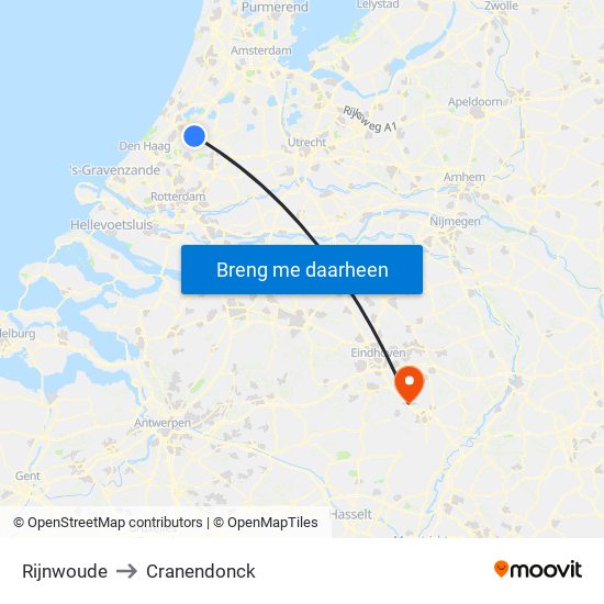 Rijnwoude to Cranendonck map