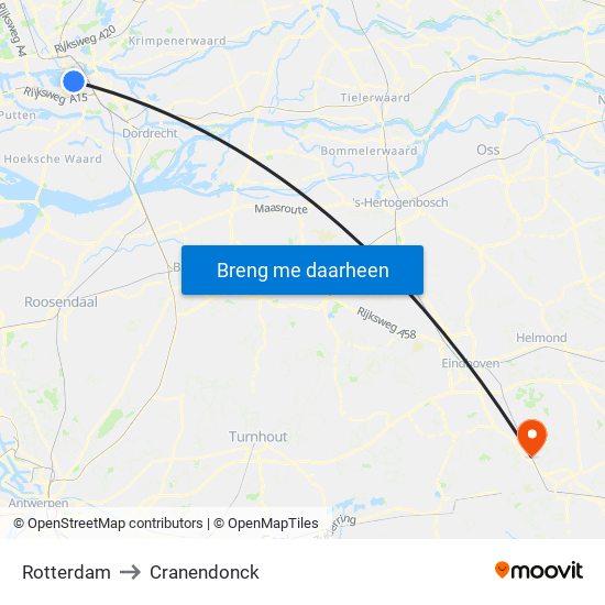 Rotterdam to Cranendonck map