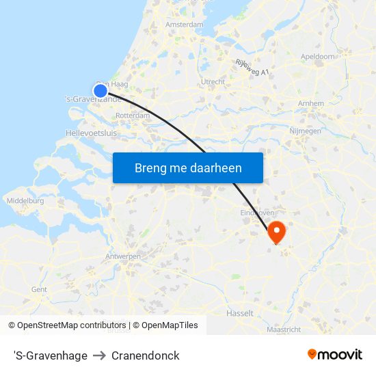 'S-Gravenhage to Cranendonck map