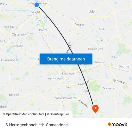 'S-Hertogenbosch to Cranendonck map