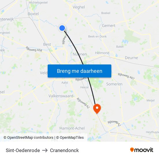 Sint-Oedenrode to Cranendonck map