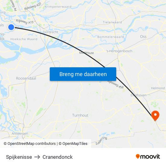 Spijkenisse to Cranendonck map