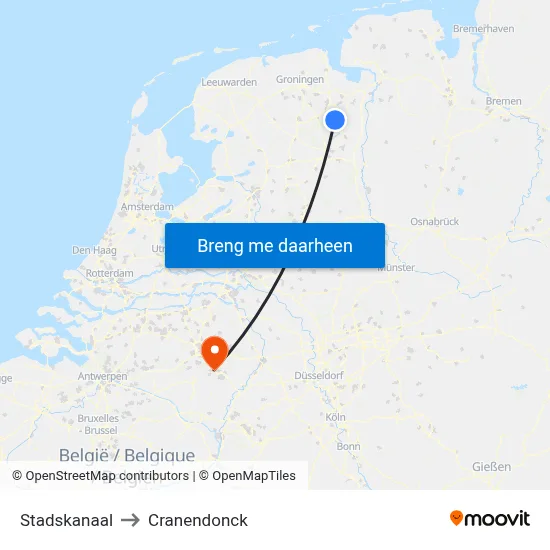 Stadskanaal to Cranendonck map