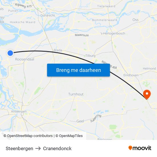 Steenbergen to Cranendonck map