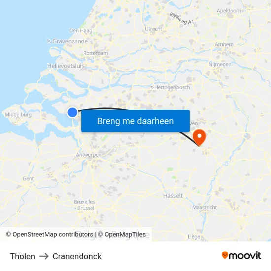 Tholen to Cranendonck map