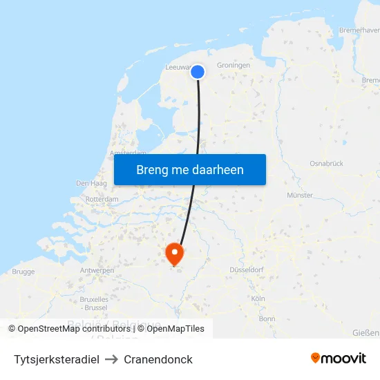 Tytsjerksteradiel to Cranendonck map