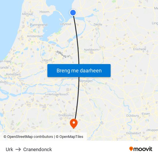 Urk to Cranendonck map