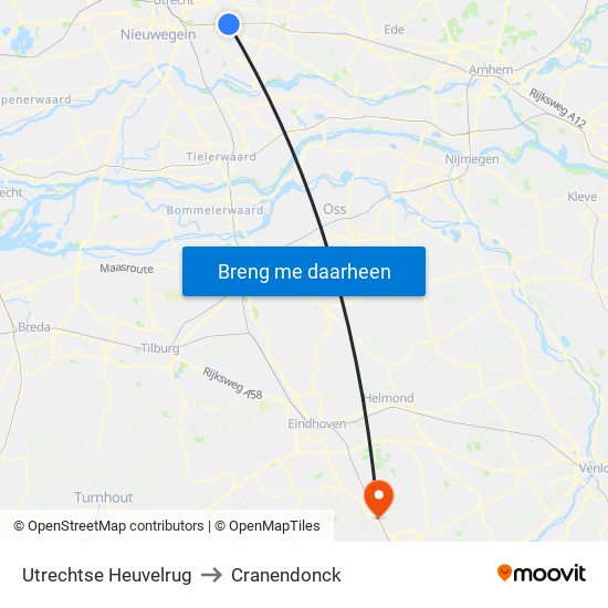 Utrechtse Heuvelrug to Cranendonck map