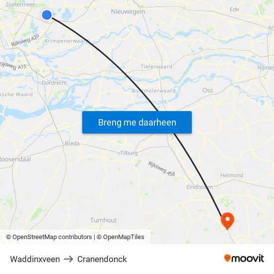 Waddinxveen to Cranendonck map