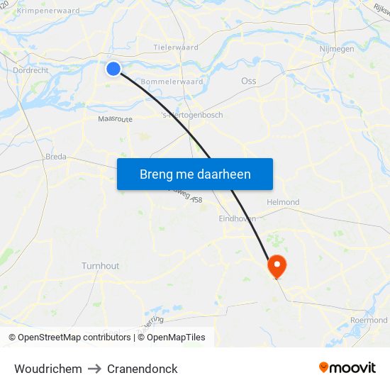 Woudrichem to Cranendonck map