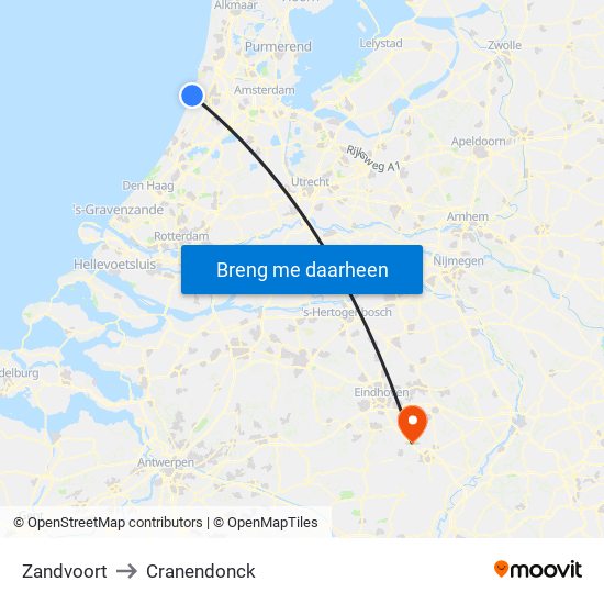 Zandvoort to Cranendonck map