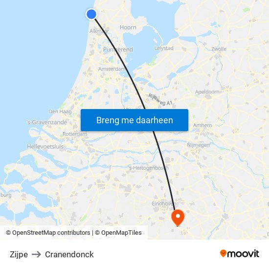 Zijpe to Cranendonck map