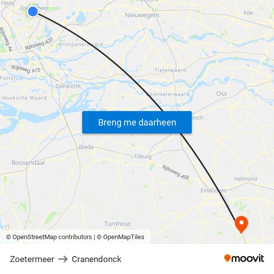 Zoetermeer to Cranendonck map