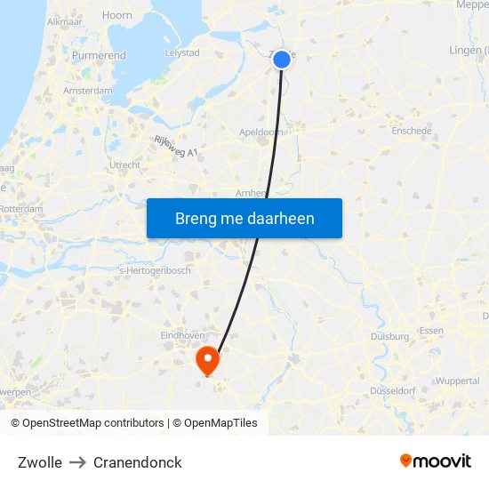 Zwolle to Cranendonck map