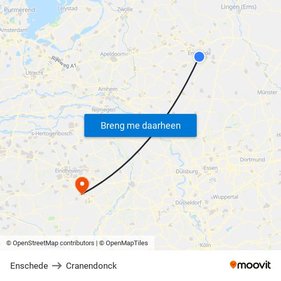 Enschede to Cranendonck map