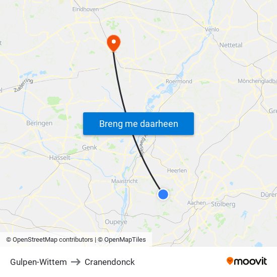 Gulpen-Wittem to Cranendonck map
