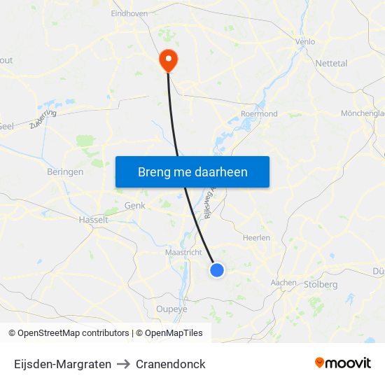 Eijsden-Margraten to Cranendonck map