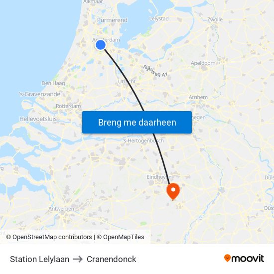 Station Lelylaan to Cranendonck map