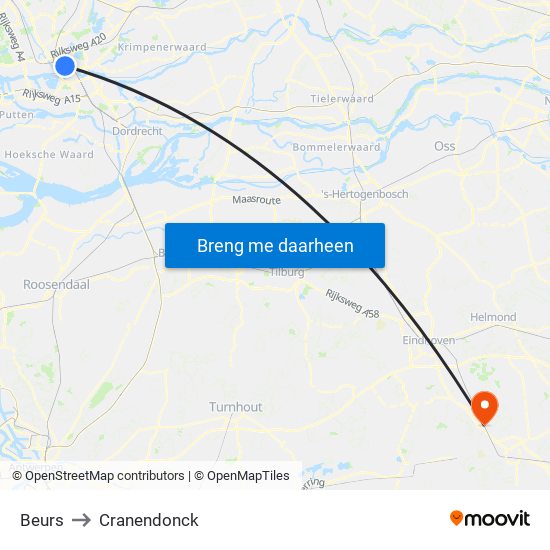 Beurs to Cranendonck map