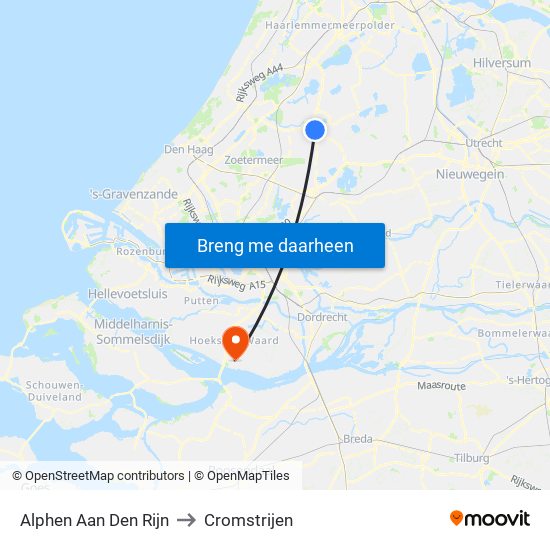 Alphen Aan Den Rijn to Cromstrijen map