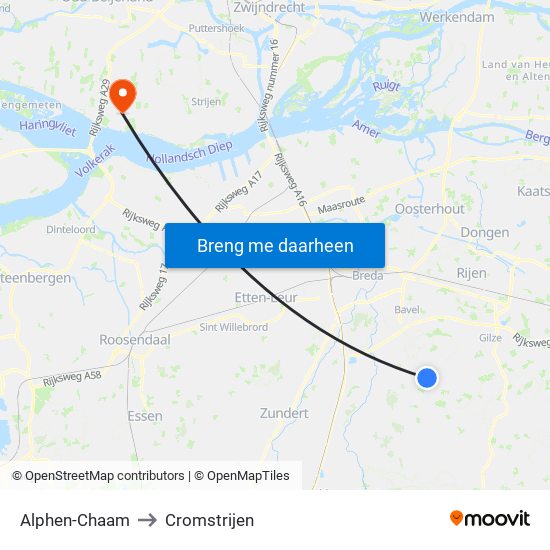 Alphen-Chaam to Cromstrijen map