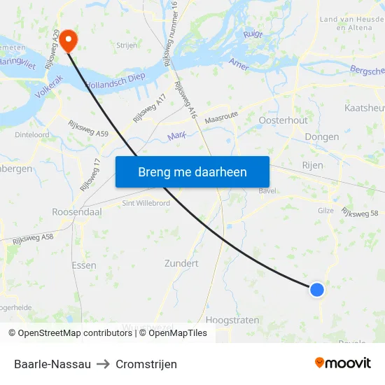 Baarle-Nassau to Cromstrijen map