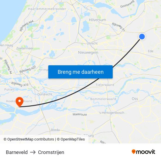 Barneveld to Cromstrijen map