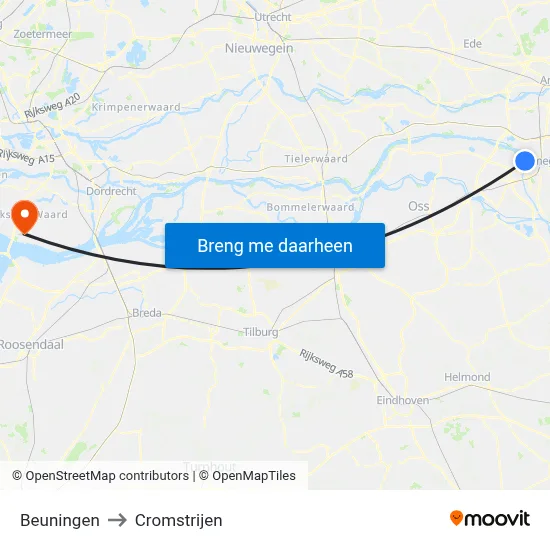 Beuningen to Cromstrijen map