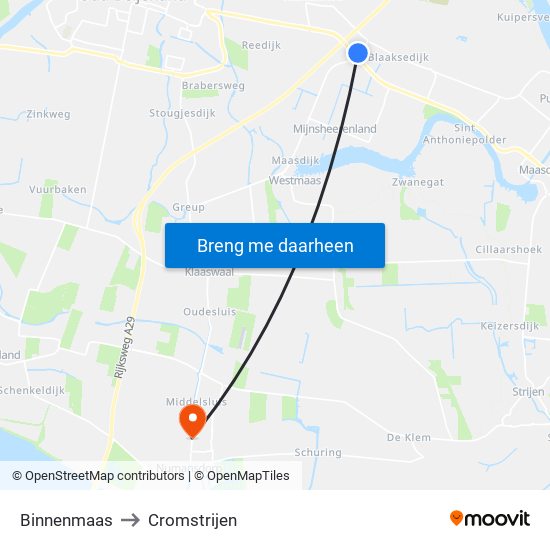 Binnenmaas to Cromstrijen map