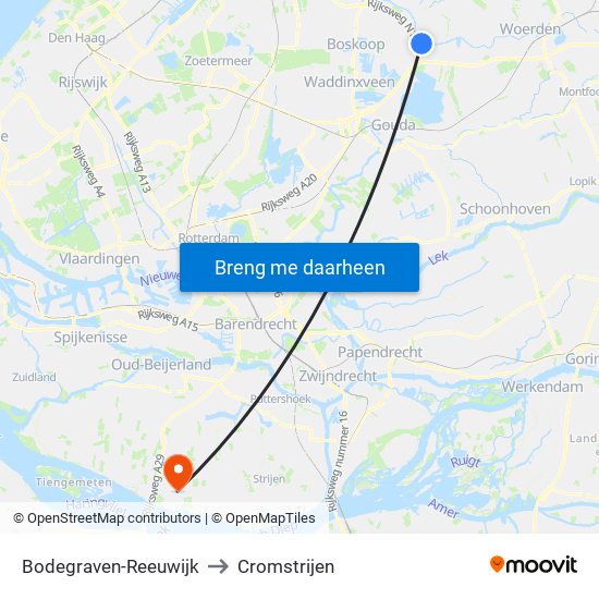 Bodegraven-Reeuwijk to Cromstrijen map