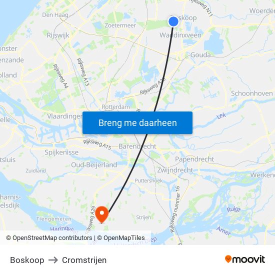 Boskoop to Cromstrijen map