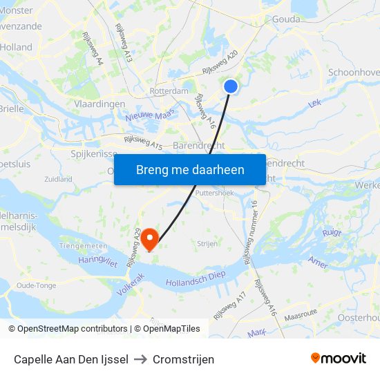 Capelle Aan Den Ijssel to Cromstrijen map