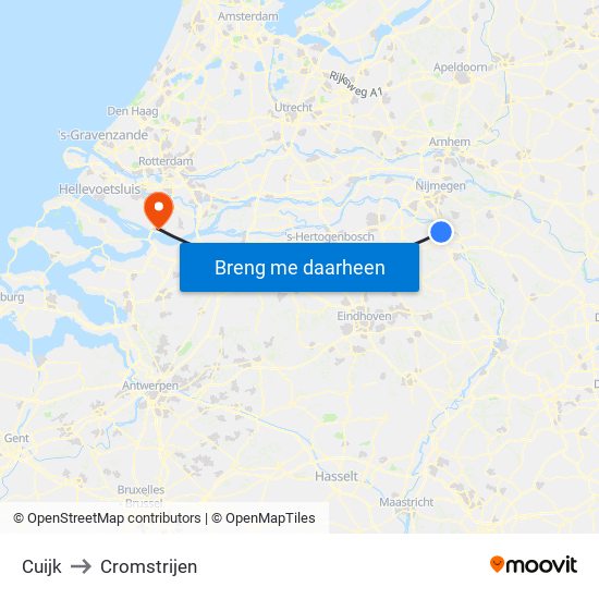 Cuijk to Cromstrijen map