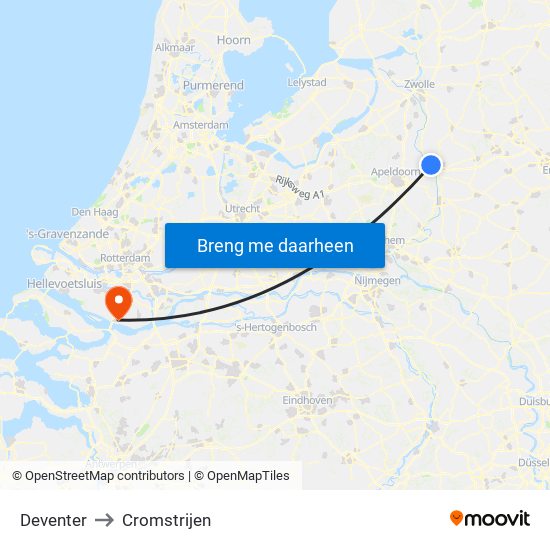 Deventer to Cromstrijen map