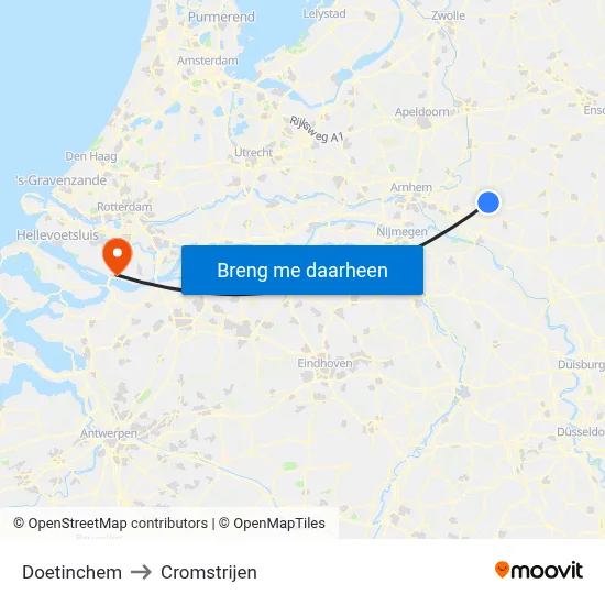 Doetinchem to Cromstrijen map