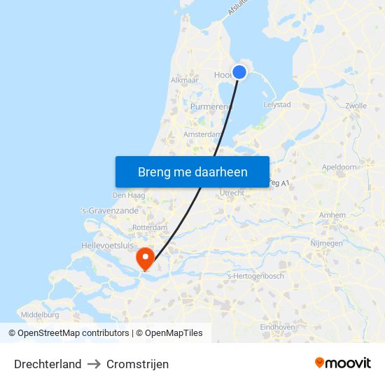 Drechterland to Cromstrijen map