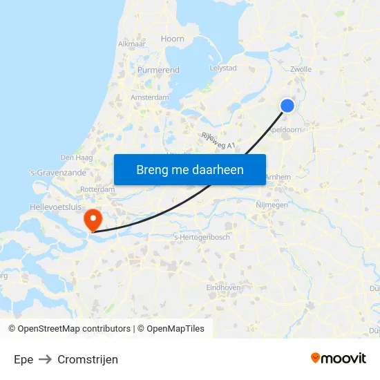 Epe to Cromstrijen map