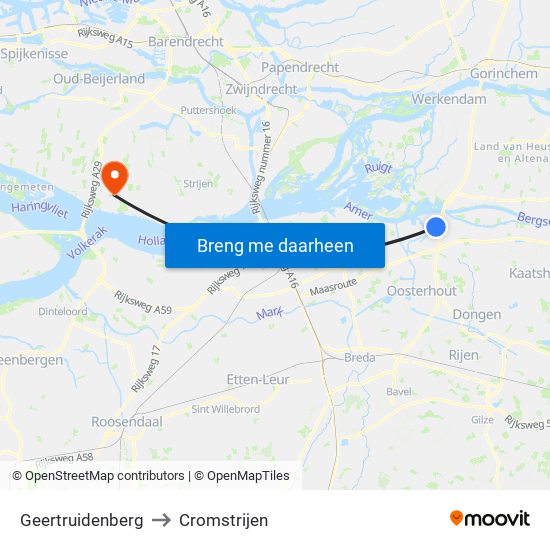 Geertruidenberg to Cromstrijen map
