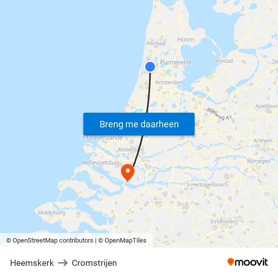 Heemskerk to Cromstrijen map