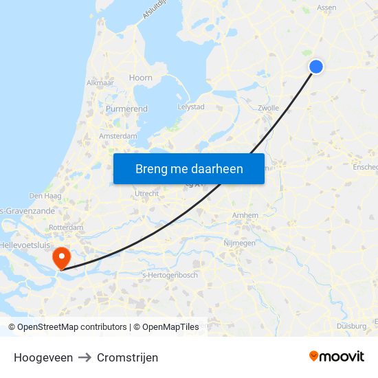 Hoogeveen to Cromstrijen map