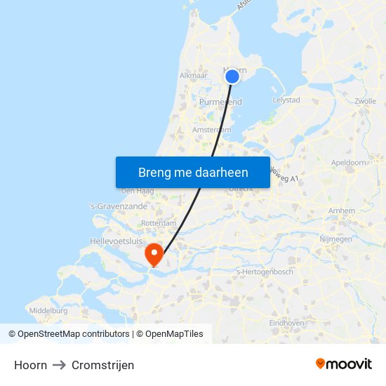 Hoorn to Cromstrijen map