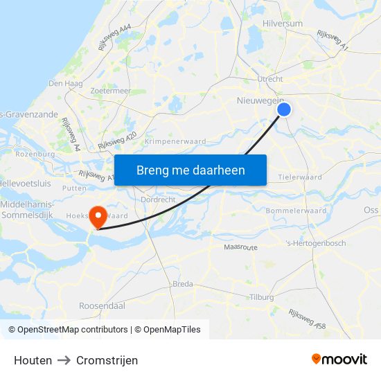 Houten to Cromstrijen map