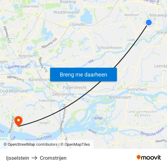 Ijsselstein to Cromstrijen map