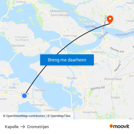 Kapelle to Cromstrijen map