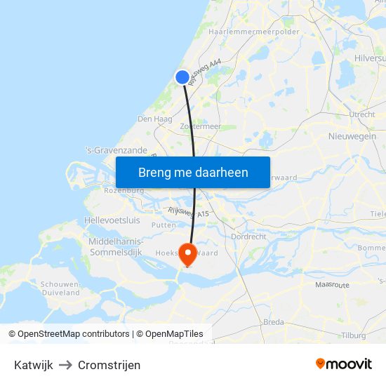 Katwijk to Cromstrijen map