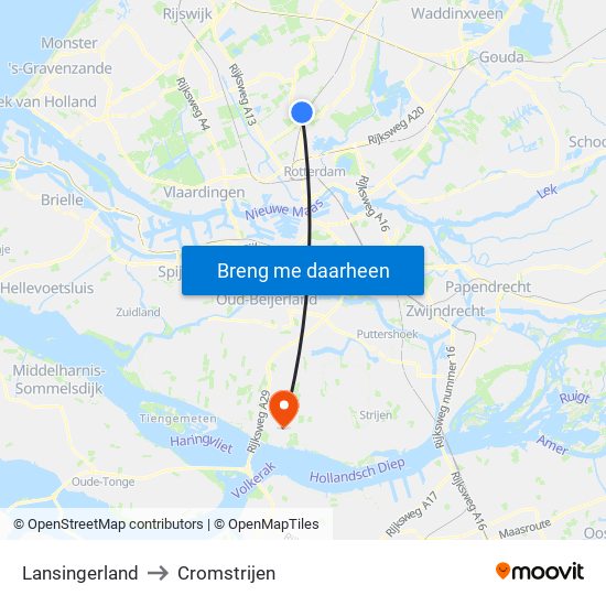 Lansingerland to Cromstrijen map