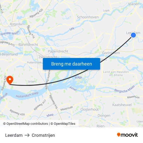 Leerdam to Cromstrijen map