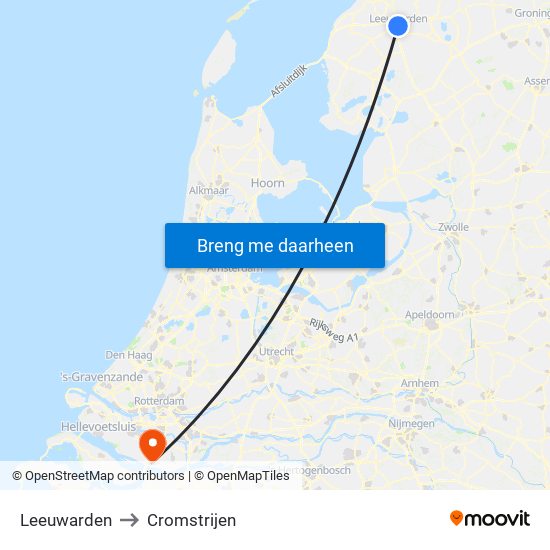 Leeuwarden to Cromstrijen map